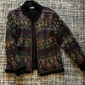 Icelandic designs zip up cardigan sweater jacket fairisle lined